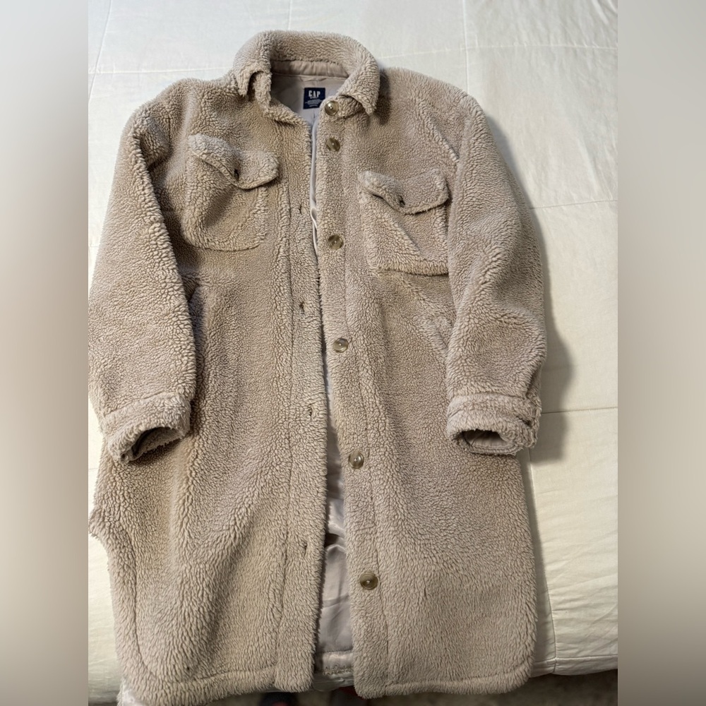 GAP long brown beige Sherpa coat